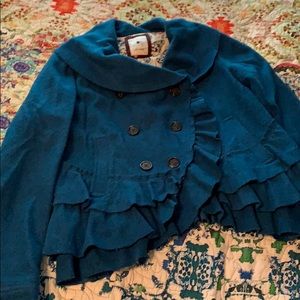 Anthropologie Elevenses ruffled boiled wool jacket